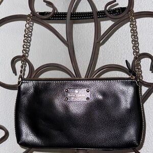 Kate Spade Black Leather Clutch with Chain Strap